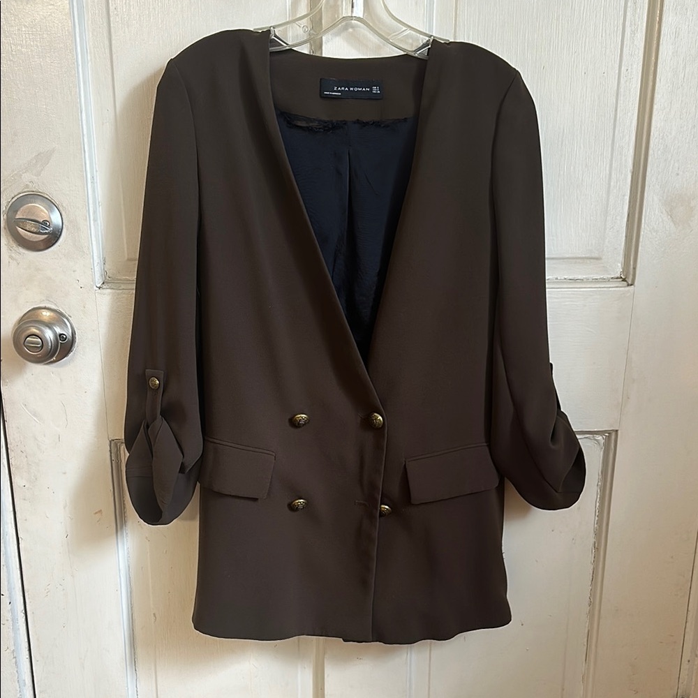 Zara Elegant Brown Blazer Jacket size small